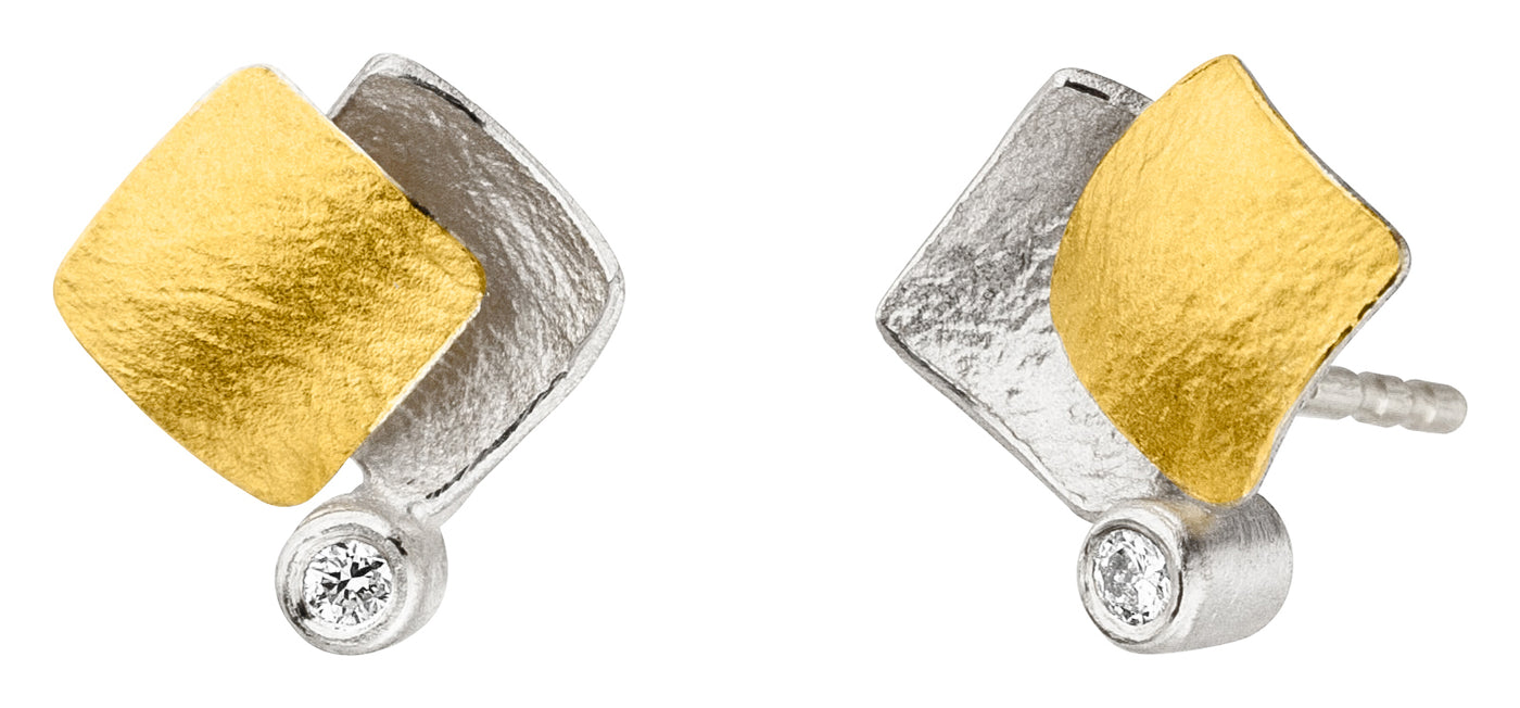MANU | Ørestikker Sterling sølv/21 kt. guld Brillanter | O911BRW