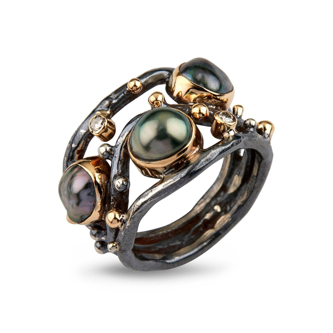 Kepler Rings Kepler | Ring Sølv/14 kt. rødguld Keshi perle og diamanter | 50110206