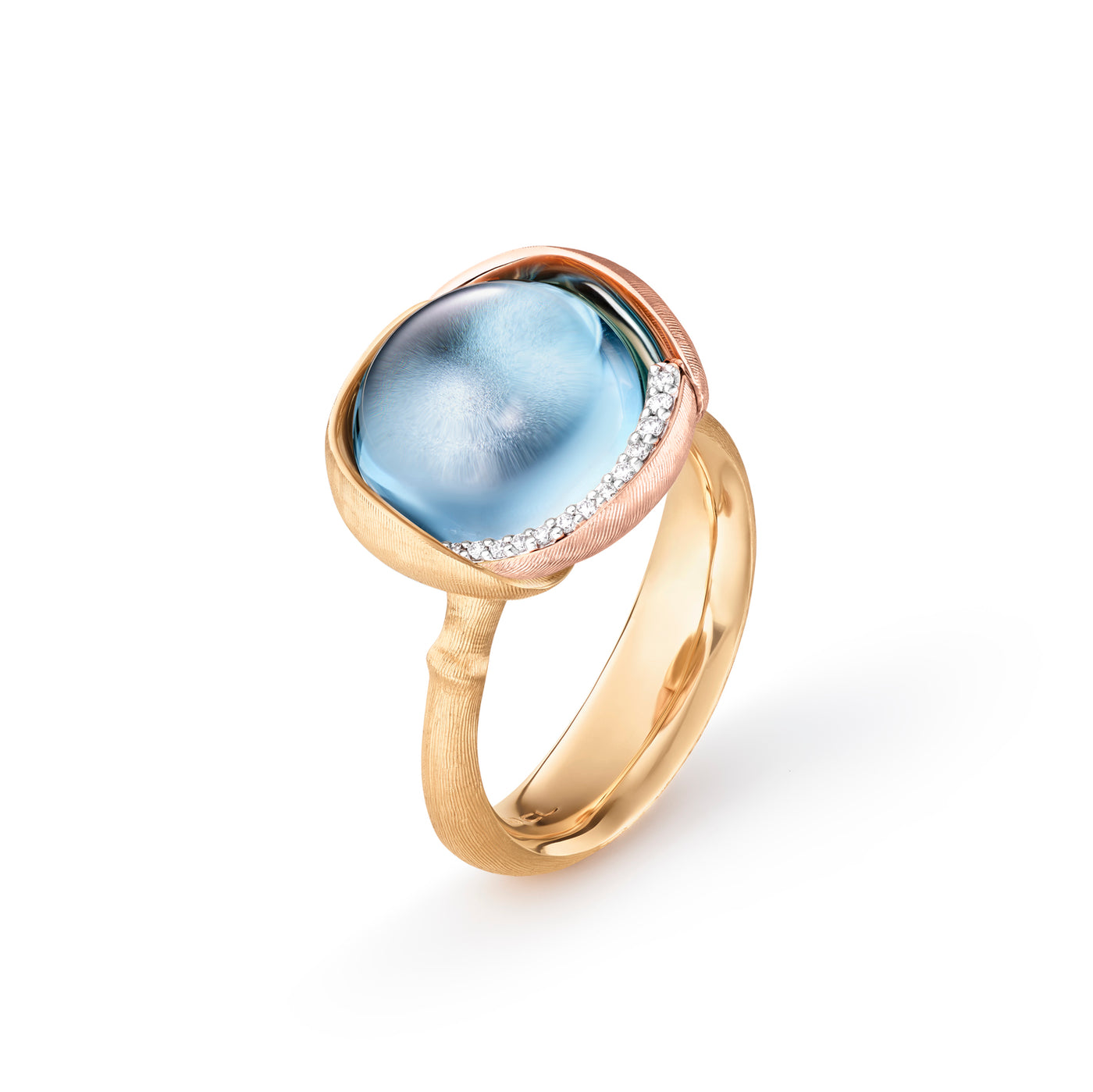 Lotus | Ring 18 kt. rød- og rosaguld Sky blue topas | A2652-408