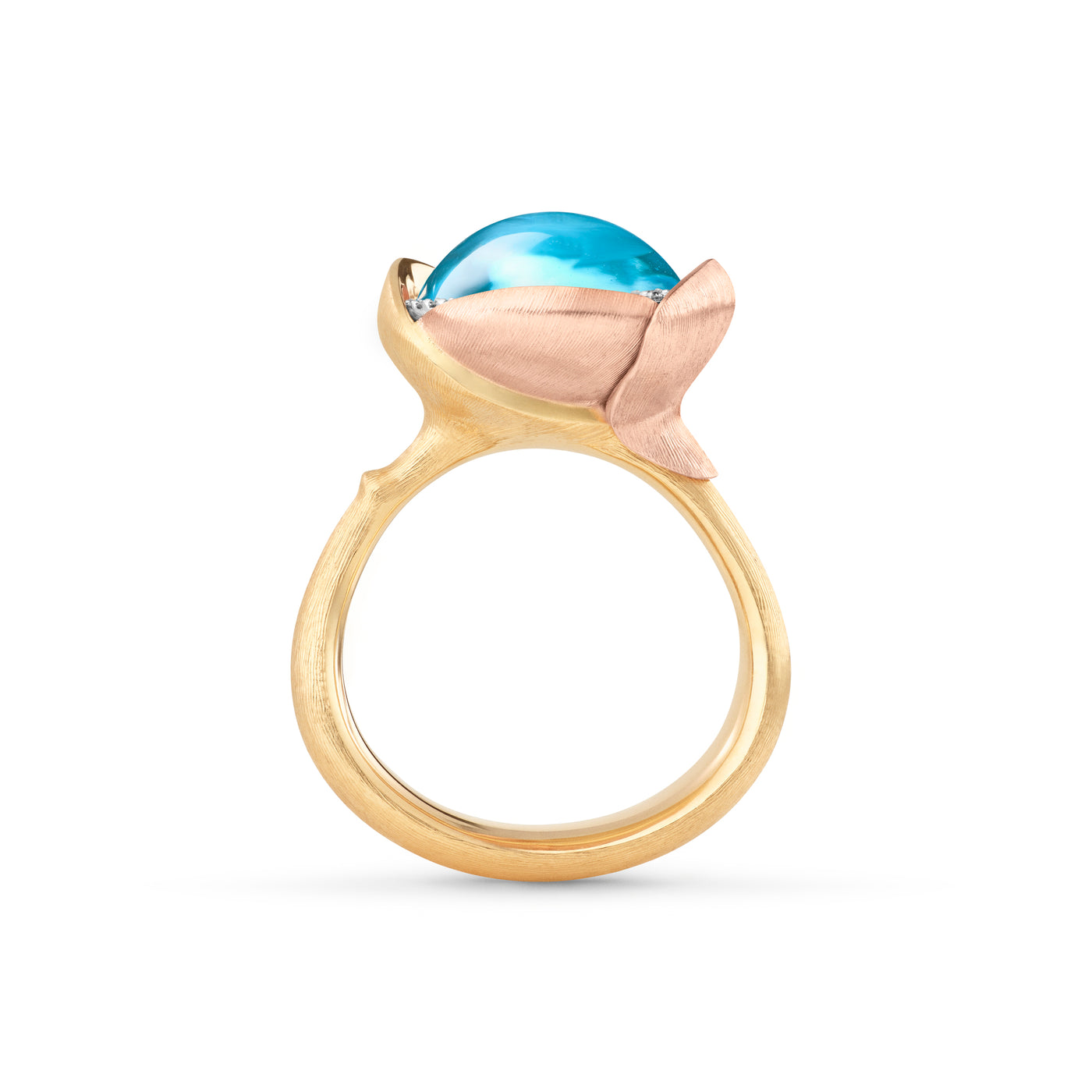 Lotus | Ring 18 kt. rød- og rosaguld Sky blue topas | A2652-408