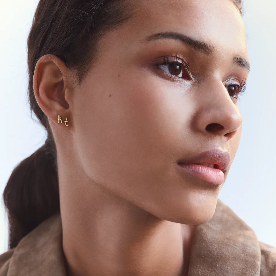 K Alfabet | Ørestik Forgyldt sølv | 10147A