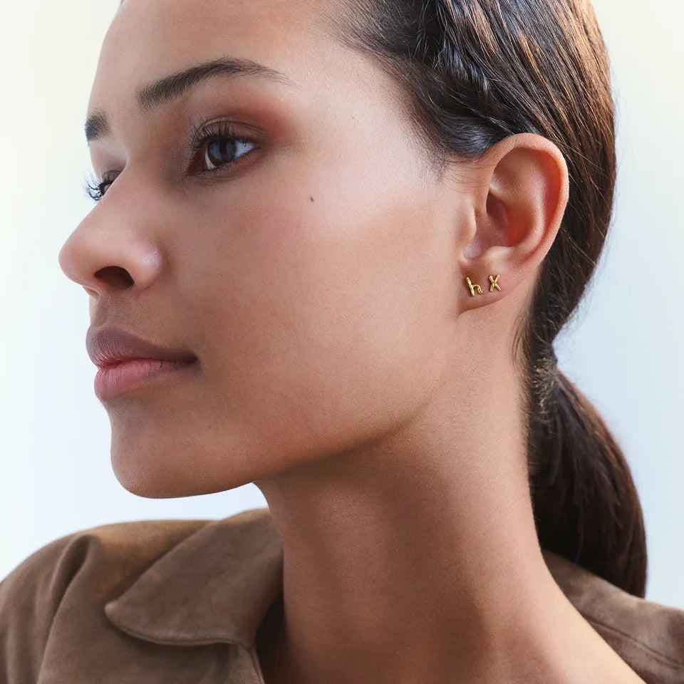 H Alfabet | Ørestik Forgyldt sølv | 10144A