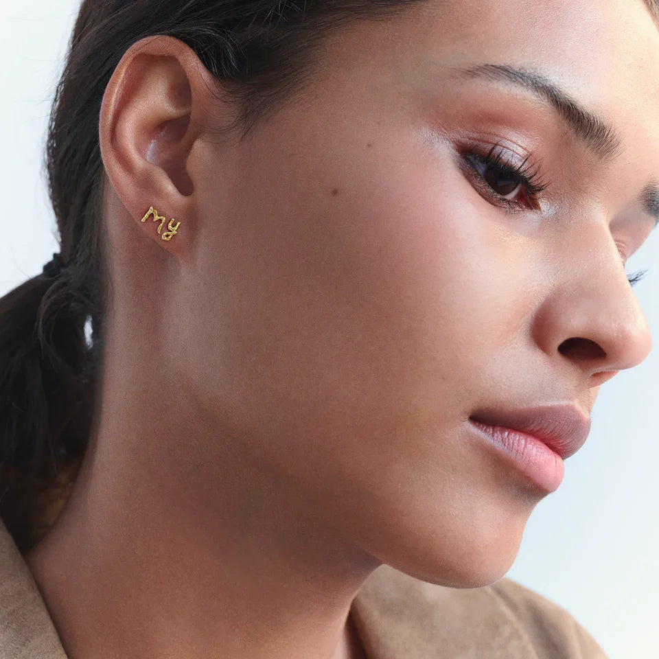 M Alfabet | Ørestik Forgyldt sølv | 10149A