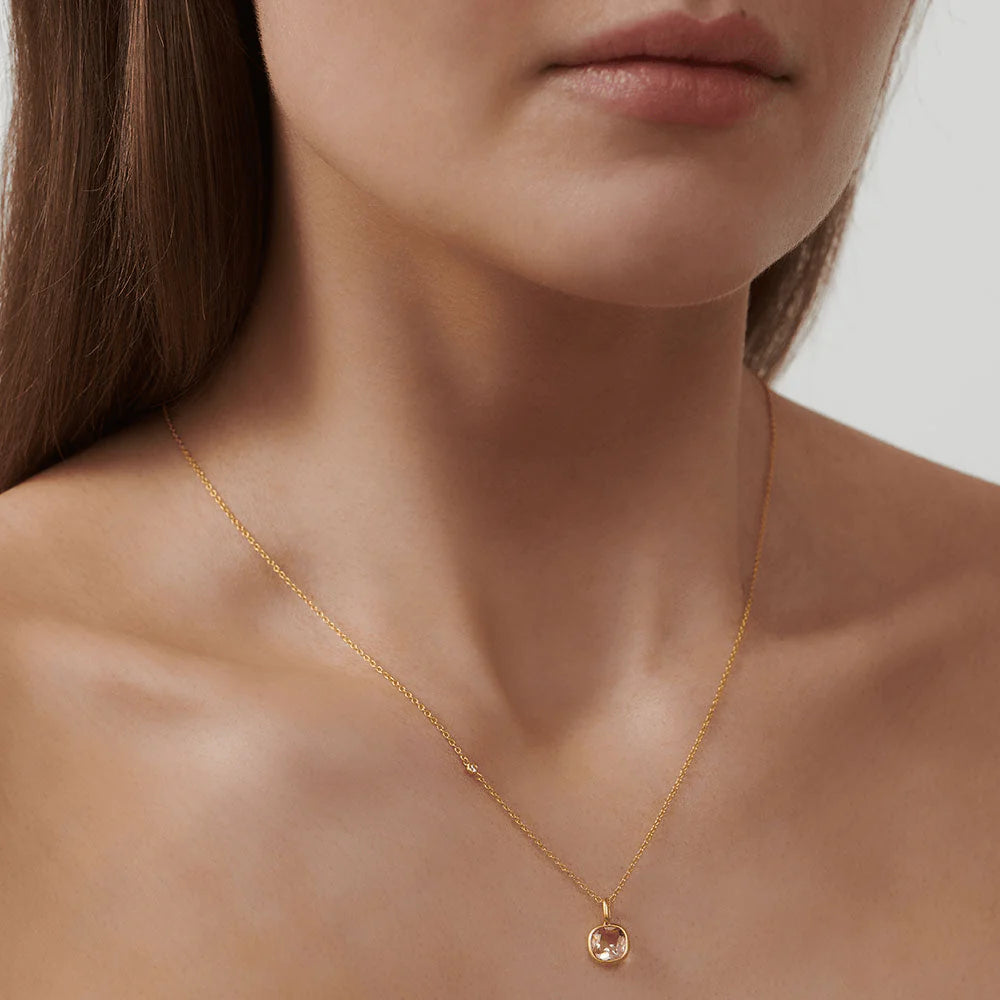 Olivia | Vedhæng 22 kt. forgyldt sølv Peach Morganite | PD352GDPEACR
