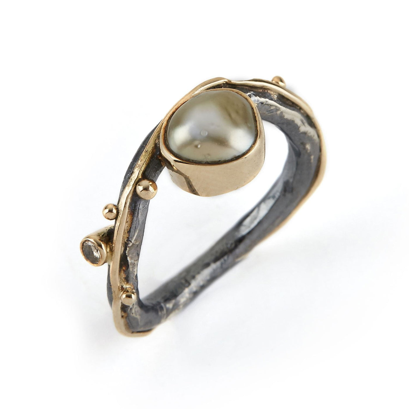 Zeus Supreme | Ring Sølv/14 kt. rødguld Keshi perle og diamanter | 50110113