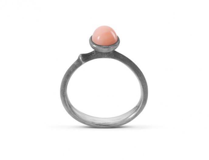 Lotus | Ring Oxideret sølv Rosa coral | A2708-302